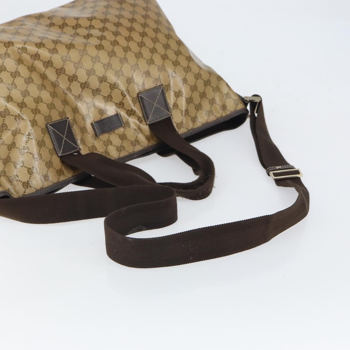 GUCCI GG Crystal Tote Bag Coated Canvas Brown 257298 Auth 155244