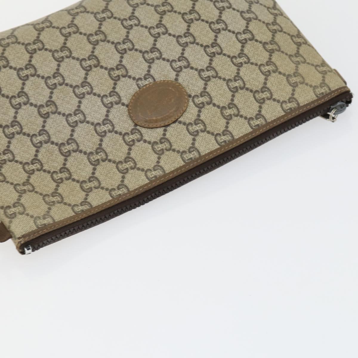 GUCCI GG Canvas GG Plus Sherry Line Bag PVC 3 Set Beige Navy Auth 155246