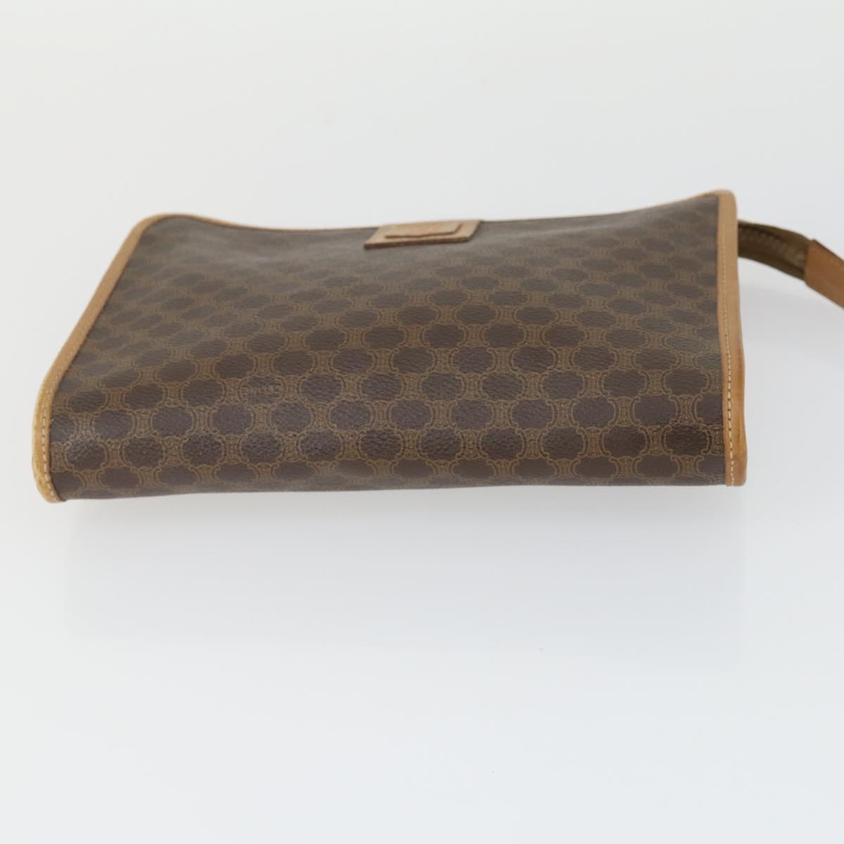 CELINE Macadam Canvas Clutch Bag PVC Leather 2 Set Brown Red Auth 155251