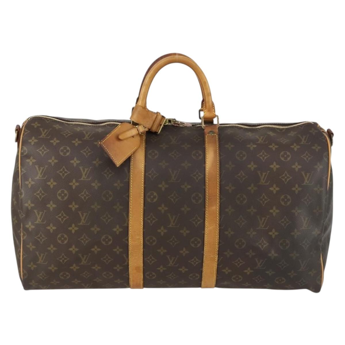 LOUIS VUITTON Monogram Keepall Bandouliere 55 Boston Bag M41414 LV Auth 155269