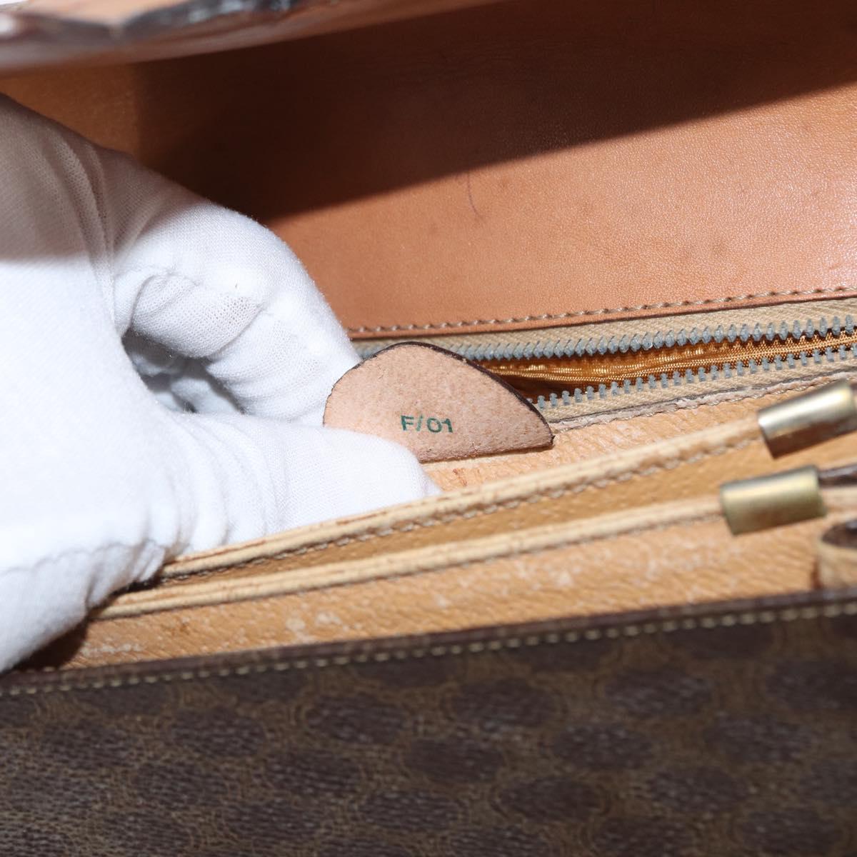 CELINE Macadam Canvas Shoulder Bag PVC Leather Brown Gold Auth 155288