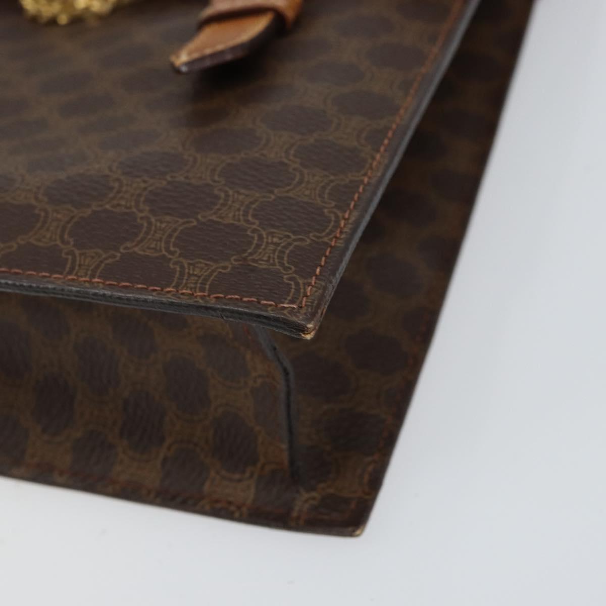 CELINE Macadam Canvas Shoulder Bag PVC Leather Brown Gold Auth 155289