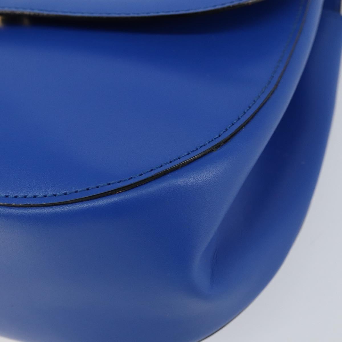 CELINE Shoulder Bag Leather Blue Gold Auth 155291