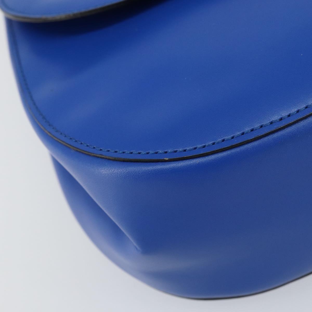 CELINE Shoulder Bag Leather Blue Gold Auth 155291