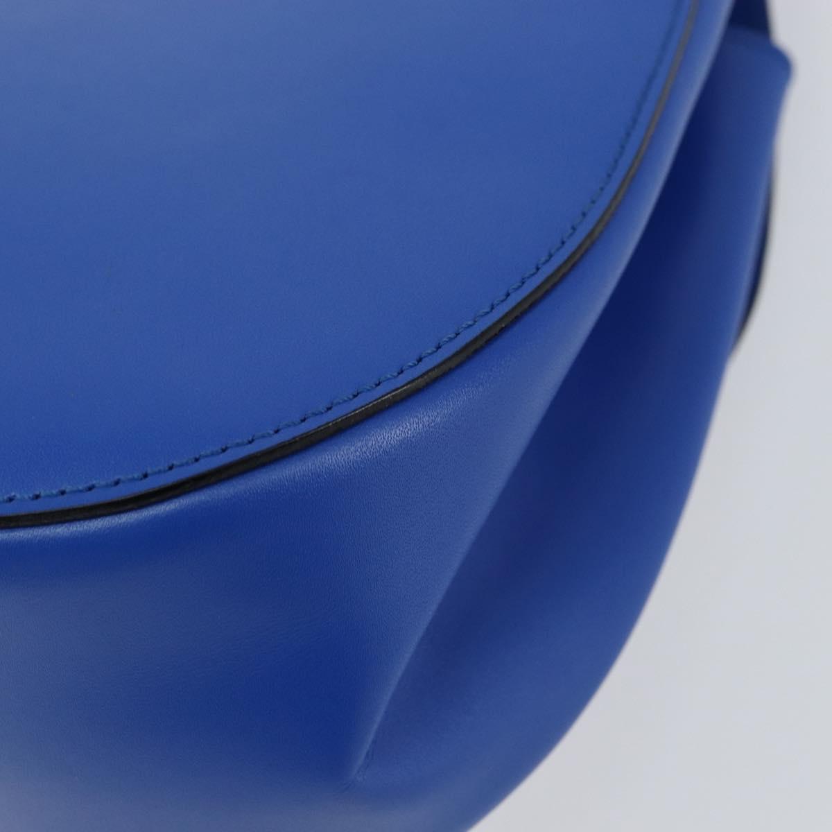 CELINE Shoulder Bag Leather Blue Gold Auth 155291