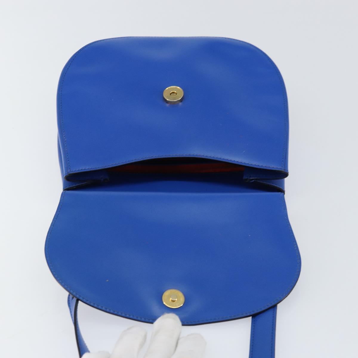 CELINE Shoulder Bag Leather Blue Gold Auth 155291