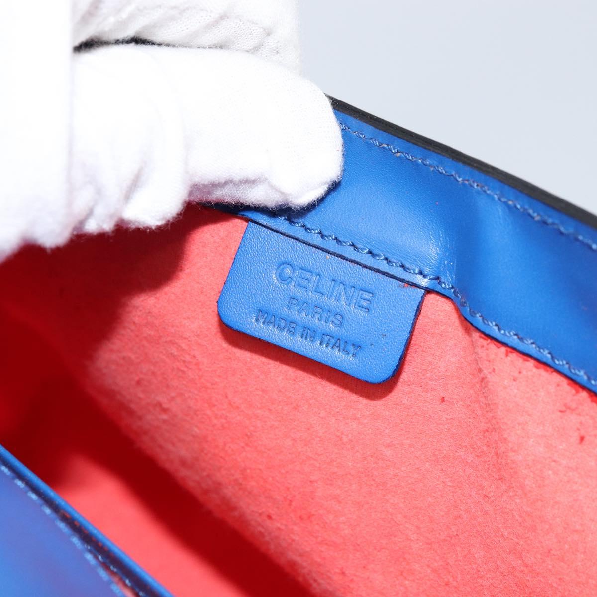 CELINE Shoulder Bag Leather Blue Gold Auth 155291