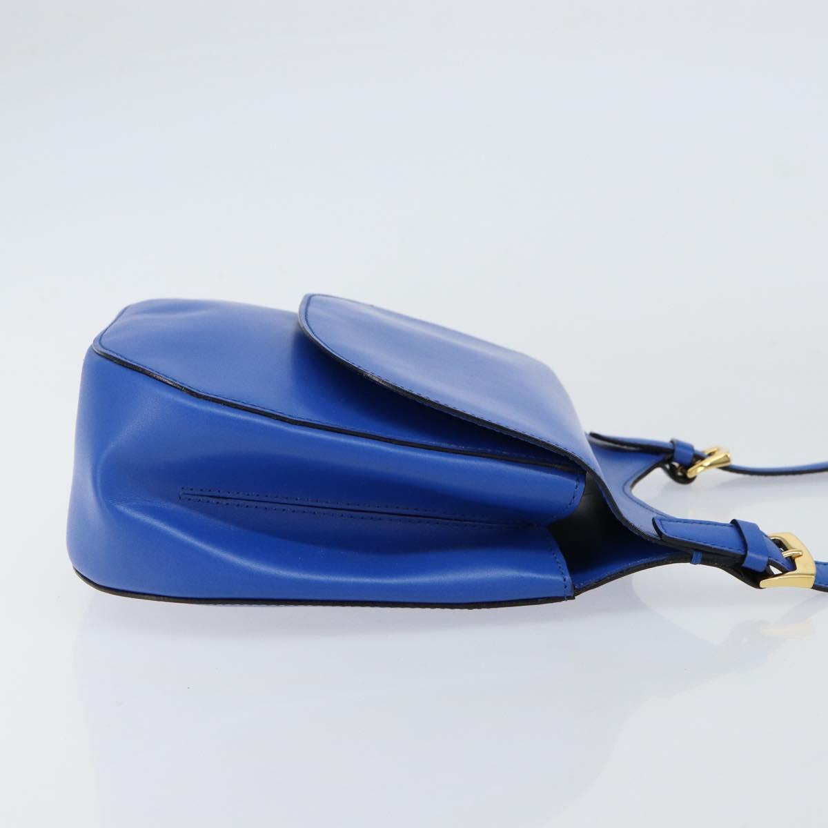 CELINE Shoulder Bag Leather Blue Gold Auth 155291