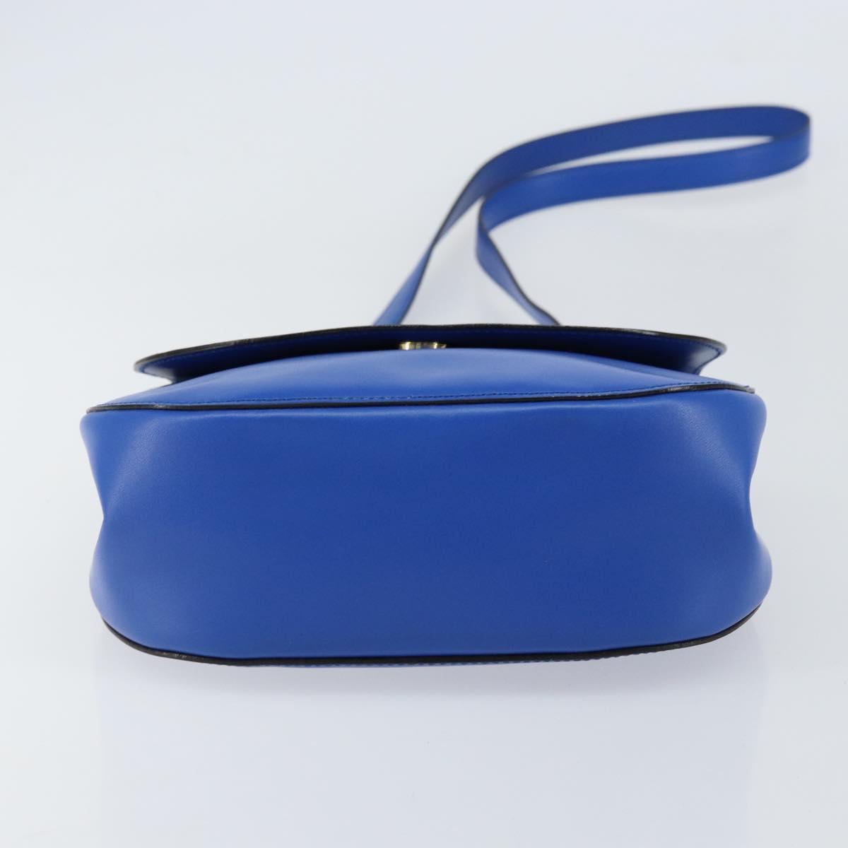 CELINE Shoulder Bag Leather Blue Gold Auth 155291