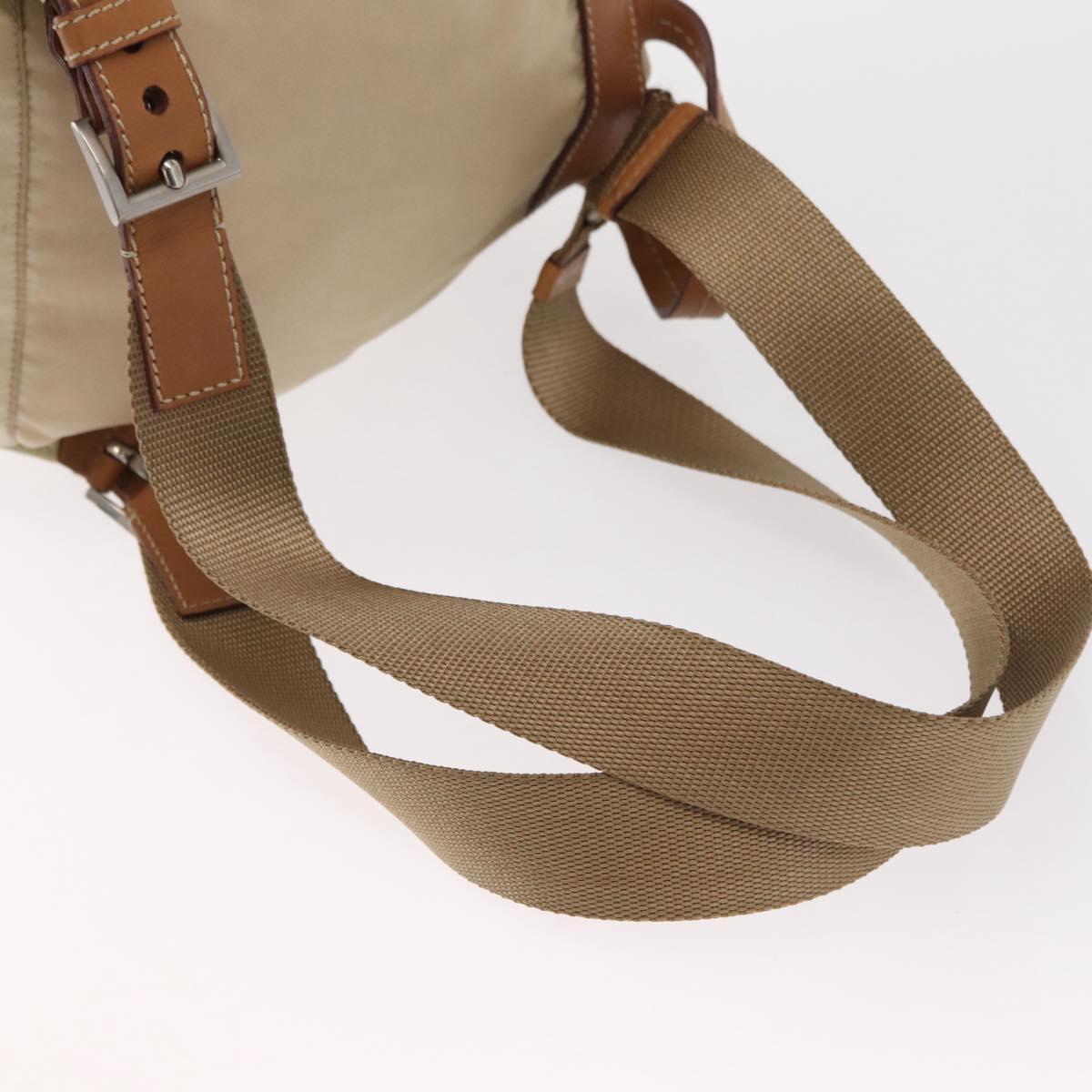 PRADA Backpack Nylon Beige Silver Auth 155293