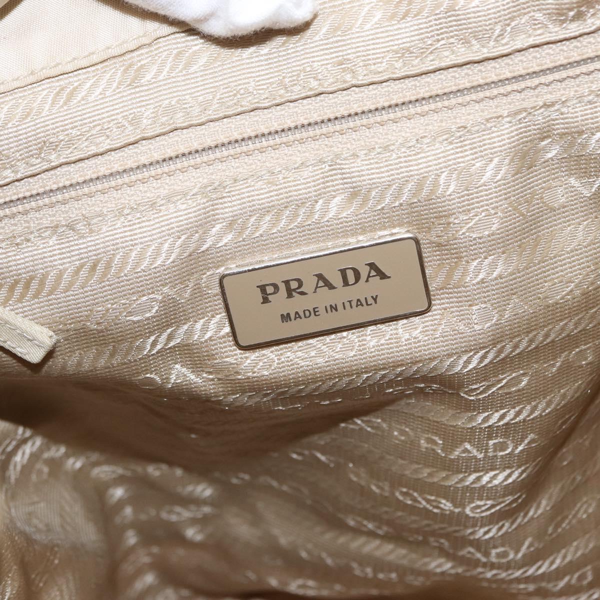 PRADA Backpack Nylon Beige Silver Auth 155293