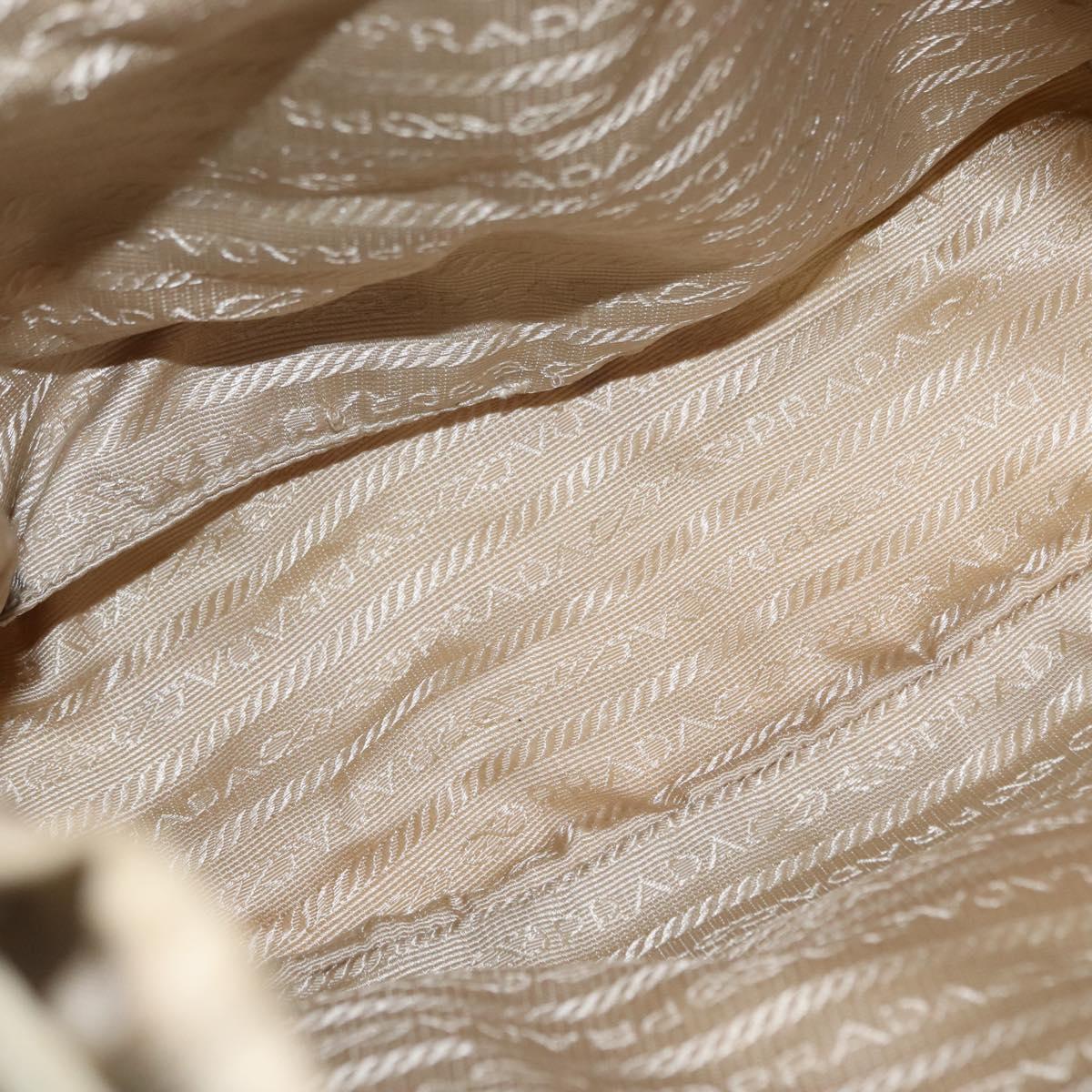 PRADA Backpack Nylon Beige Silver Auth 155293