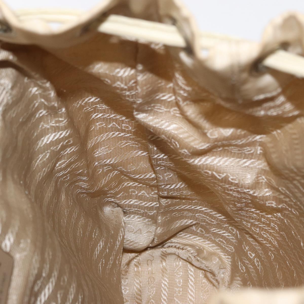 PRADA Backpack Nylon Beige Silver Auth 155293