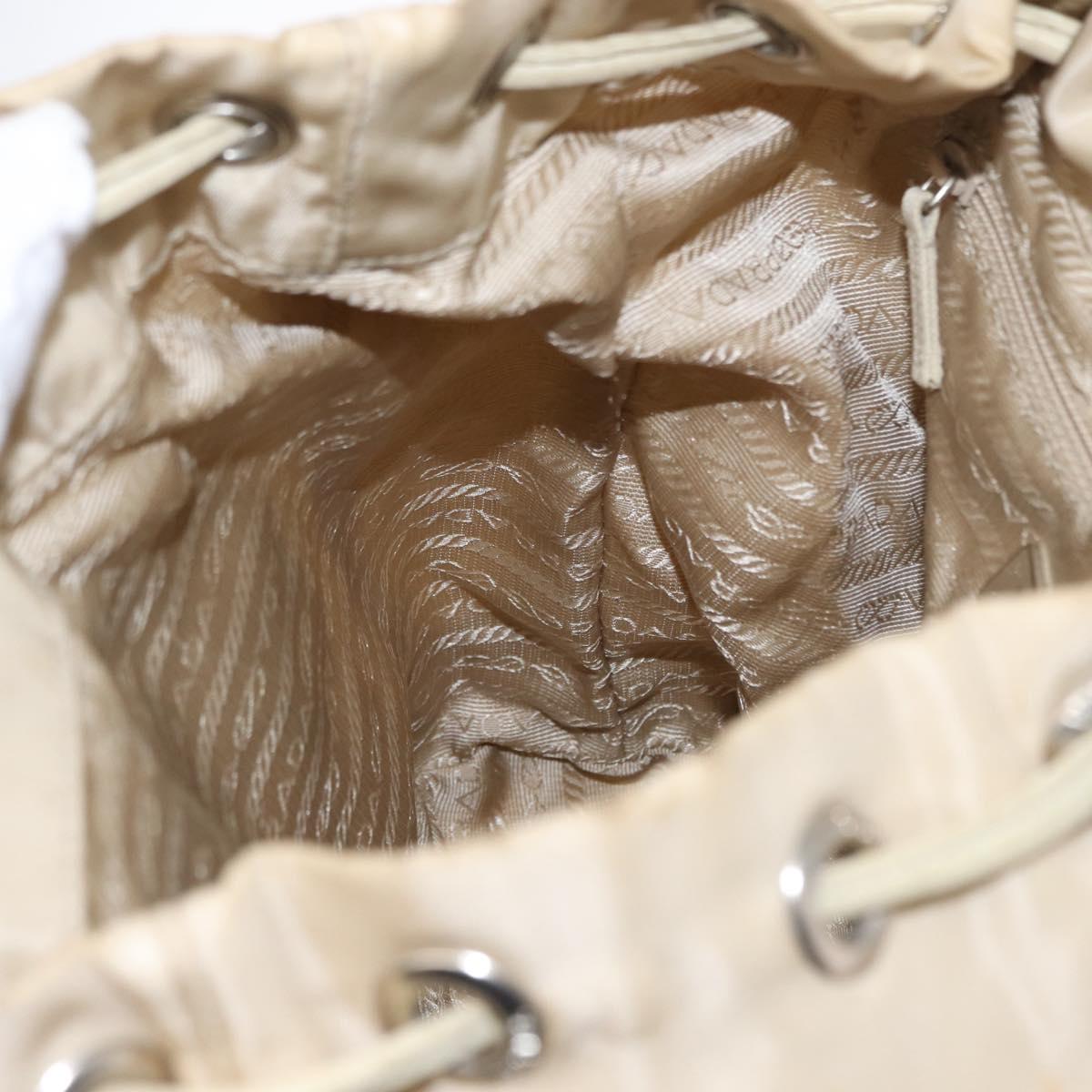 PRADA Backpack Nylon Beige Silver Auth 155293