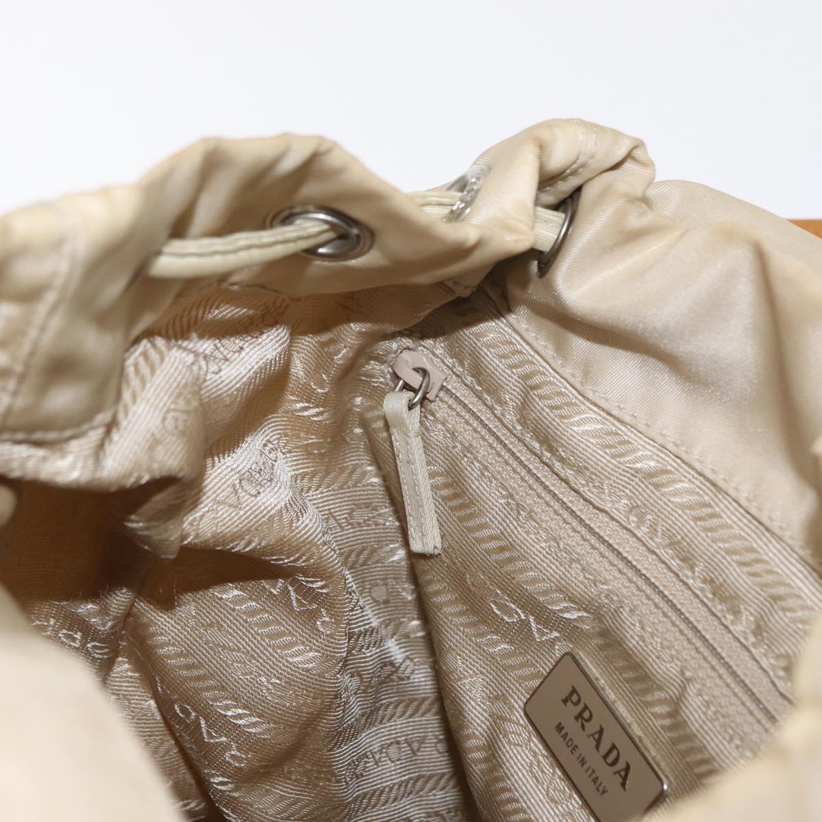 PRADA Backpack Nylon Beige Silver Auth 155293