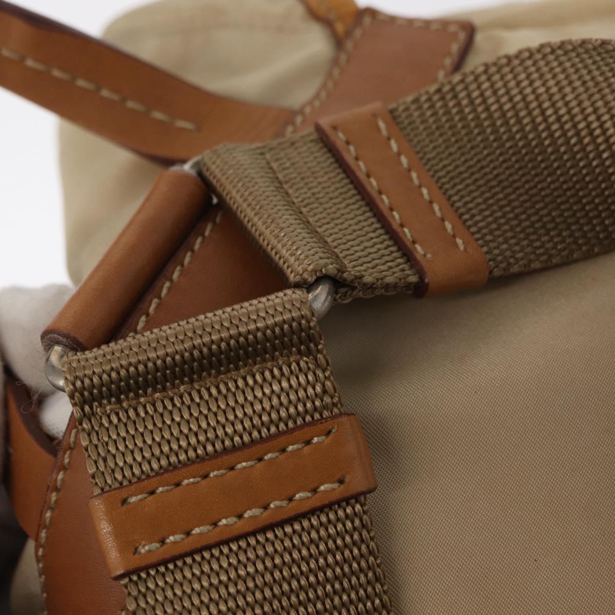 PRADA Backpack Nylon Beige Silver Auth 155293