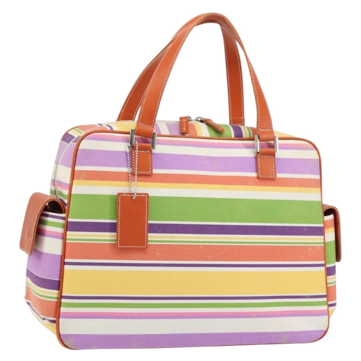 BURBERRY Blue Label Hand Bag Canvas Multicolor Silver Auth 155294