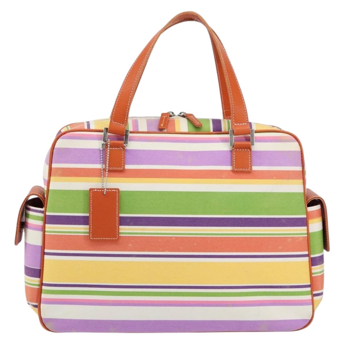 BURBERRY Blue Label Hand Bag Canvas Multicolor Silver Auth 155294