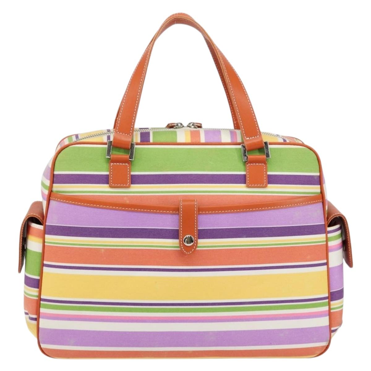 BURBERRY Blue Label Hand Bag Canvas Multicolor Silver Auth 155294