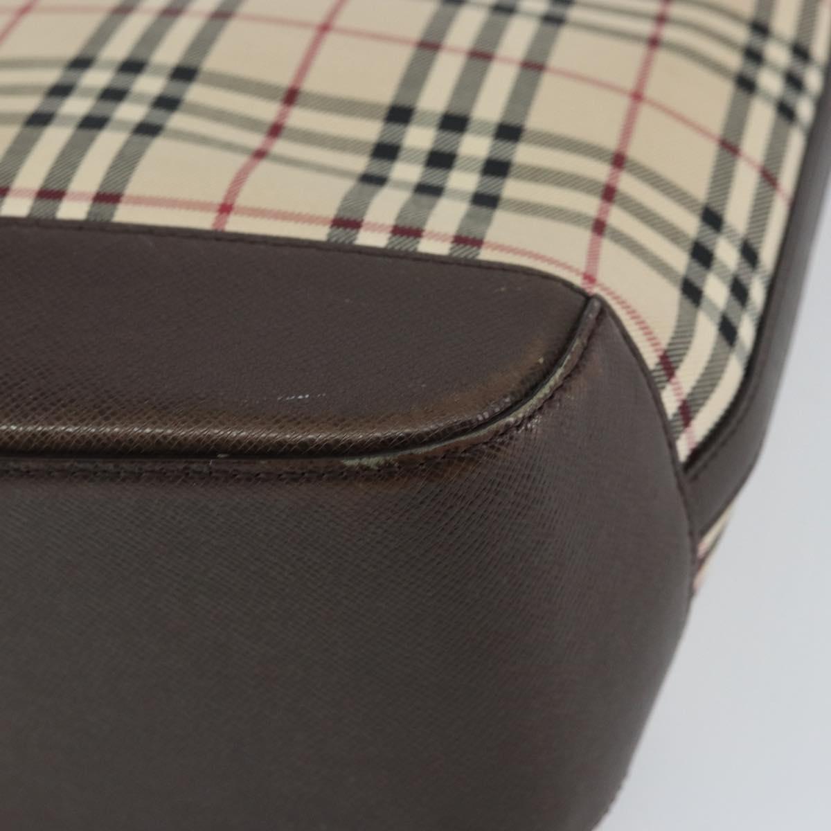 BURBERRY Nova Check Tote Bag Canvas Beige Gold Auth 155295