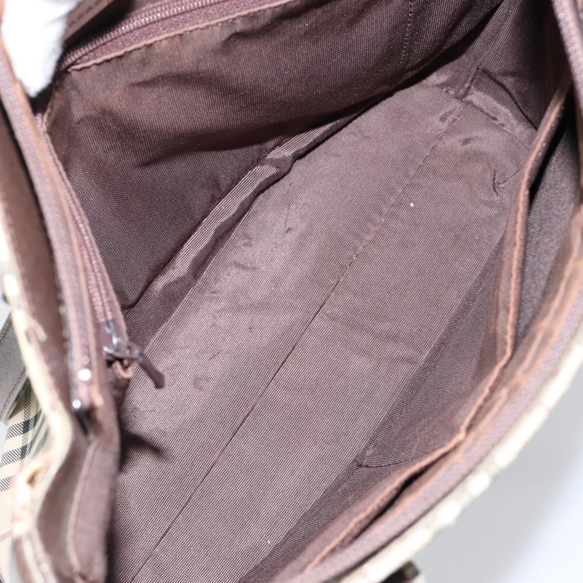 BURBERRY Nova Check Tote Bag Canvas Beige Gold Auth 155295