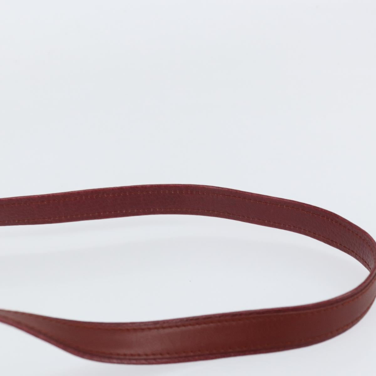 CARTIER Shoulder Bag Leather Bordeaux Gold Auth 155296