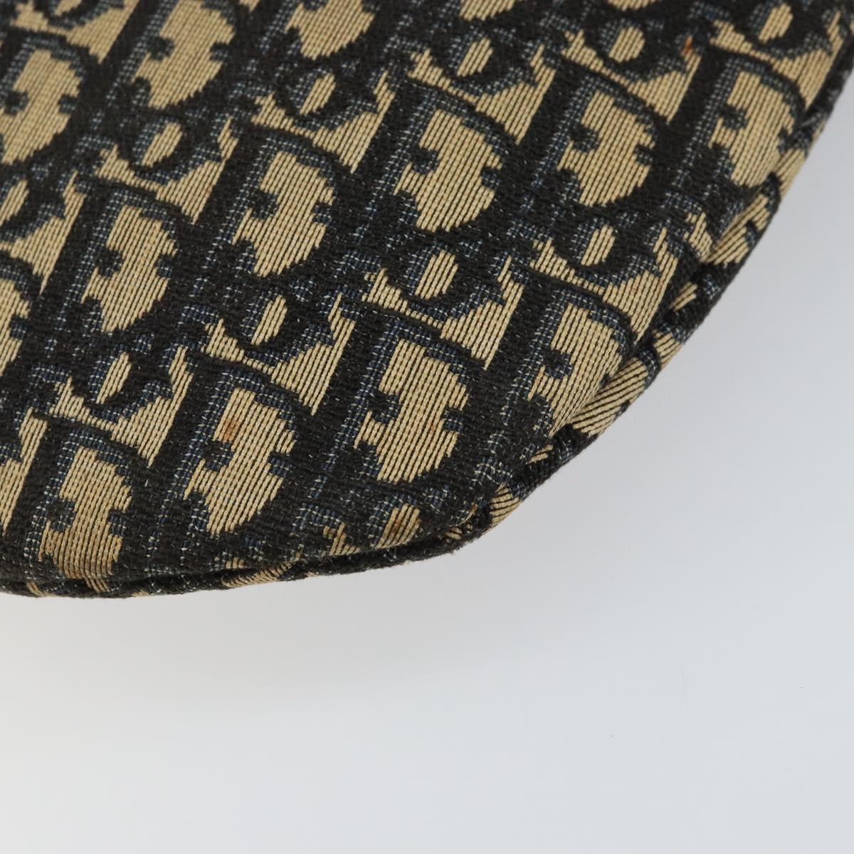 Christian Dior Trotter Canvas Shoulder Bag Navy Gold Auth 155297