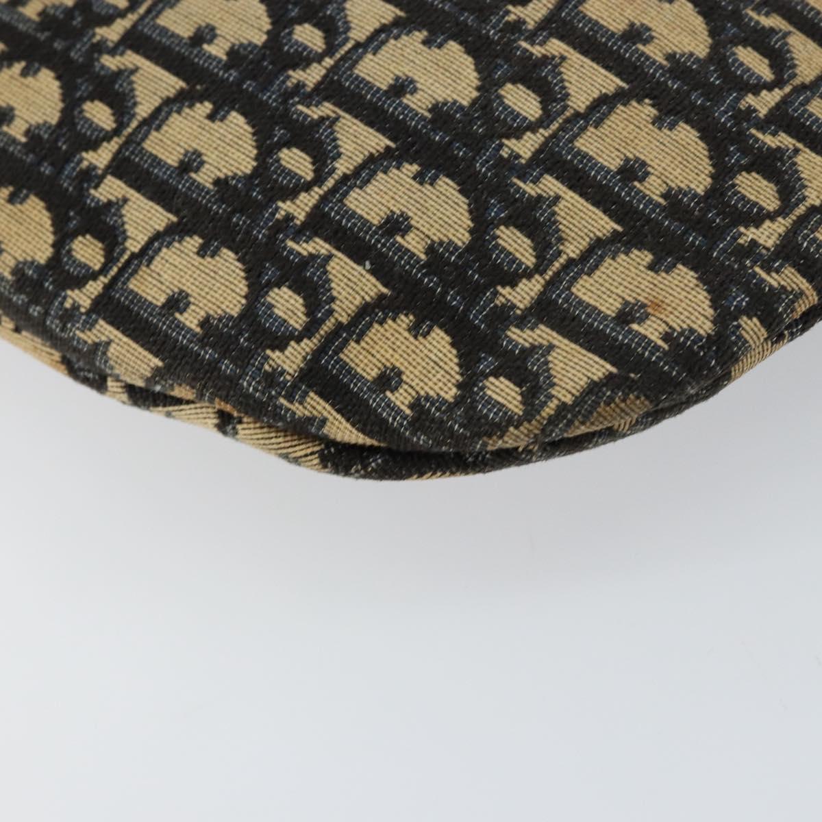 Christian Dior Trotter Canvas Shoulder Bag Navy Gold Auth 155297