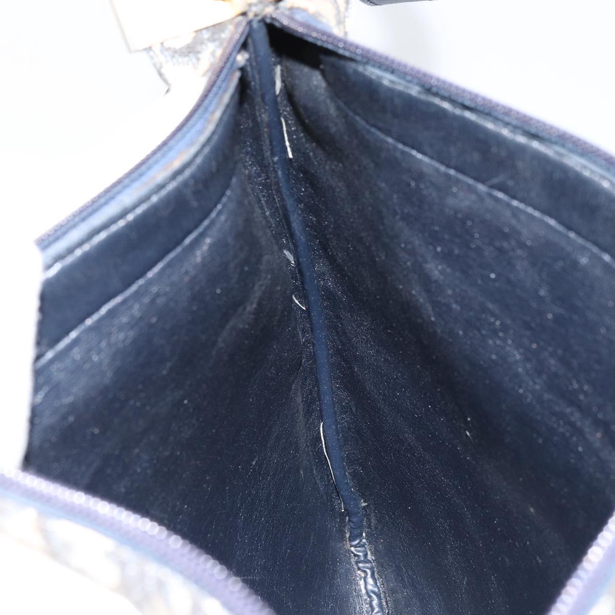 Christian Dior Trotter Canvas Shoulder Bag Navy Gold Auth 155297