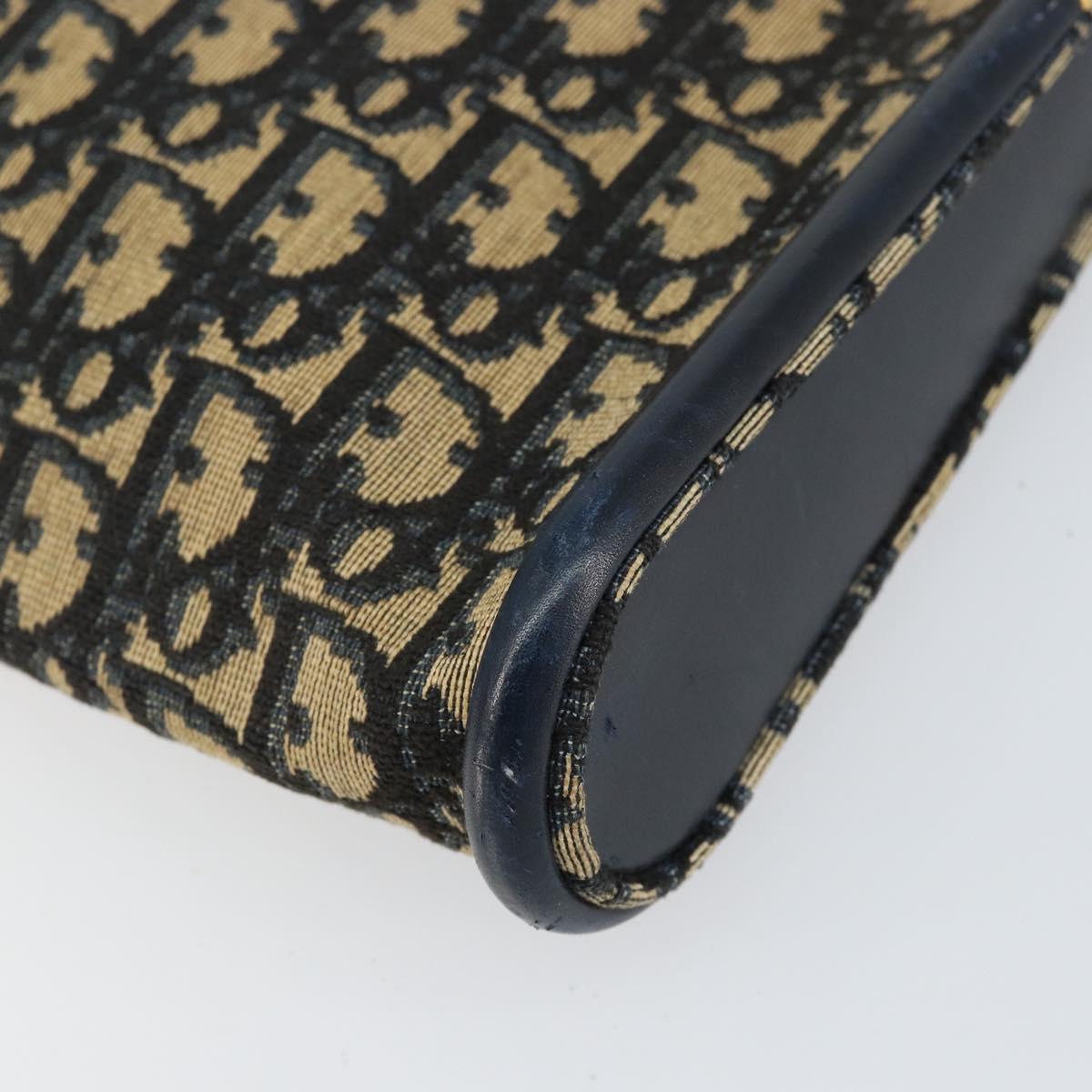 Christian Dior Trotter Canvas Shoulder Bag Navy Gold Auth 155298