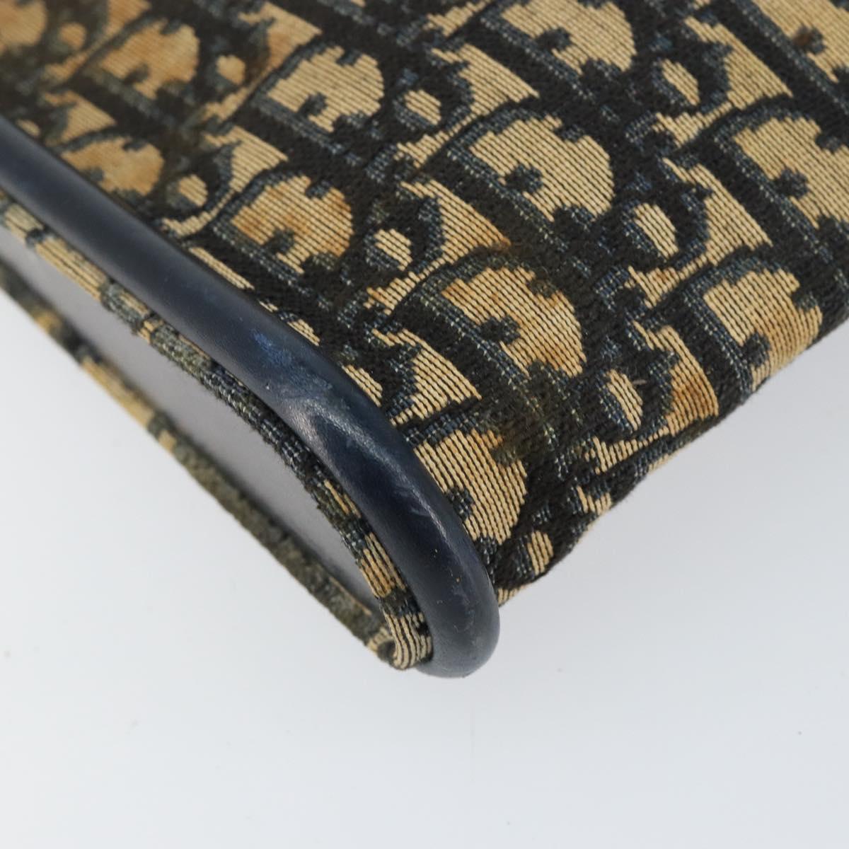 Christian Dior Trotter Canvas Shoulder Bag Navy Gold Auth 155298