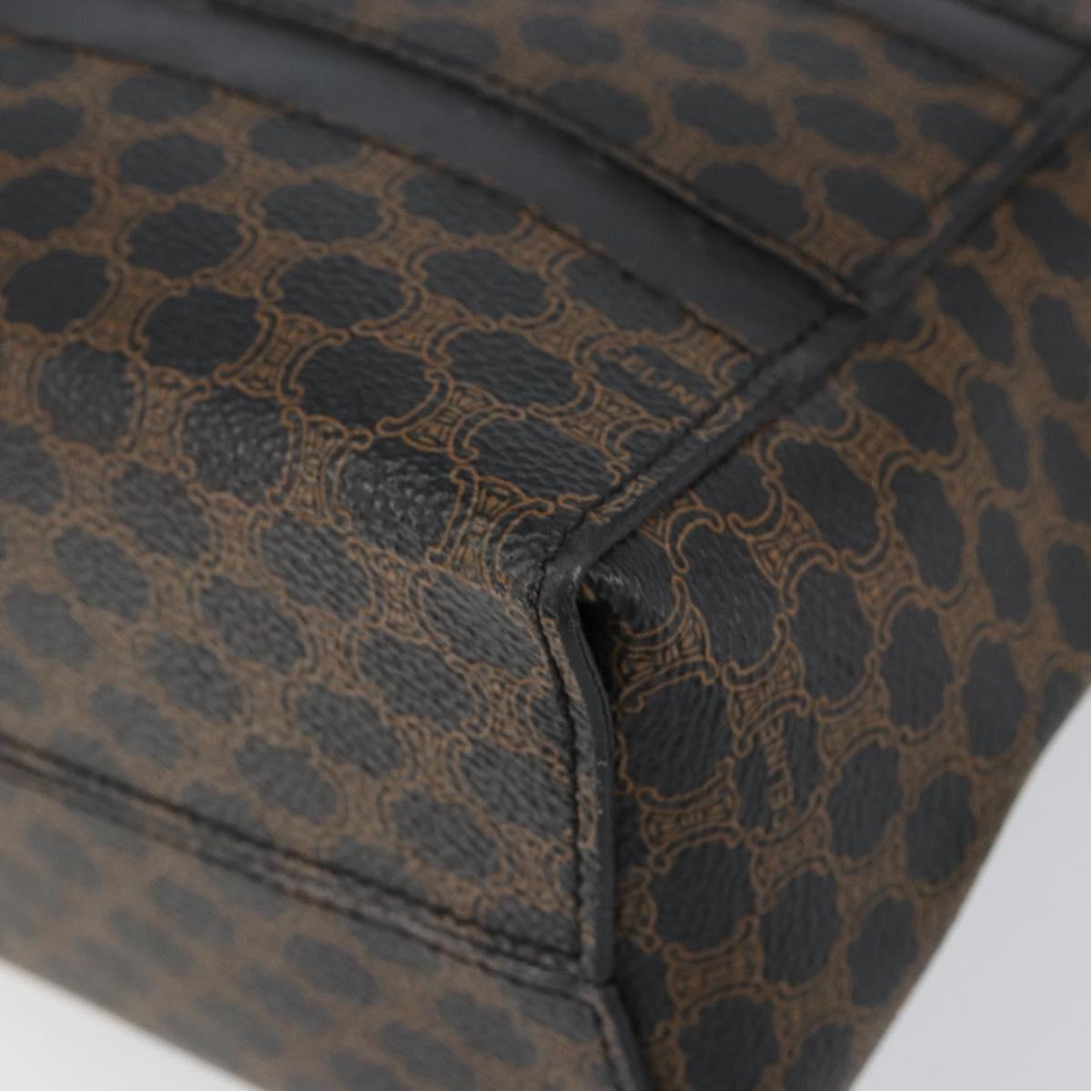 CELINE Macadam Canvas Hand Bag PVC Gold Black Auth 155300