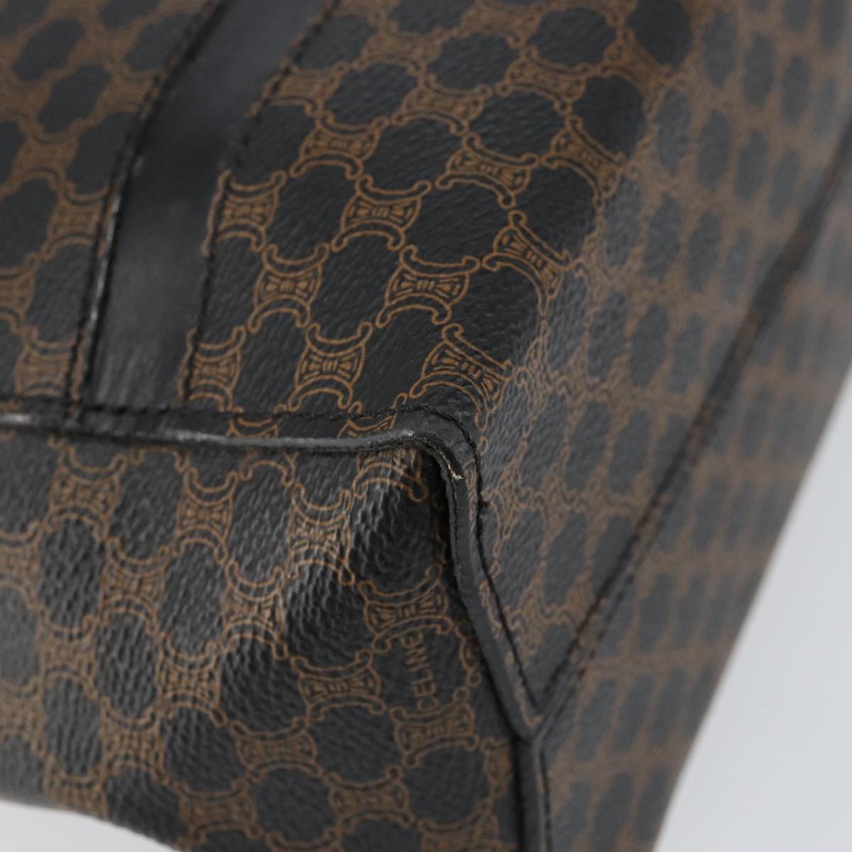 CELINE Macadam Canvas Hand Bag PVC Gold Black Auth 155300