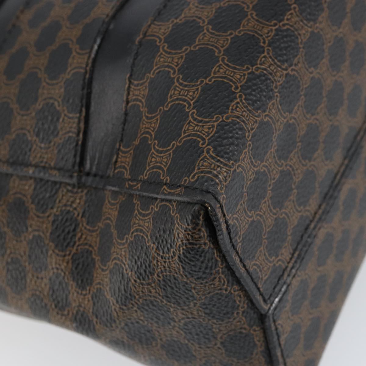 CELINE Macadam Canvas Hand Bag PVC Gold Black Auth 155300