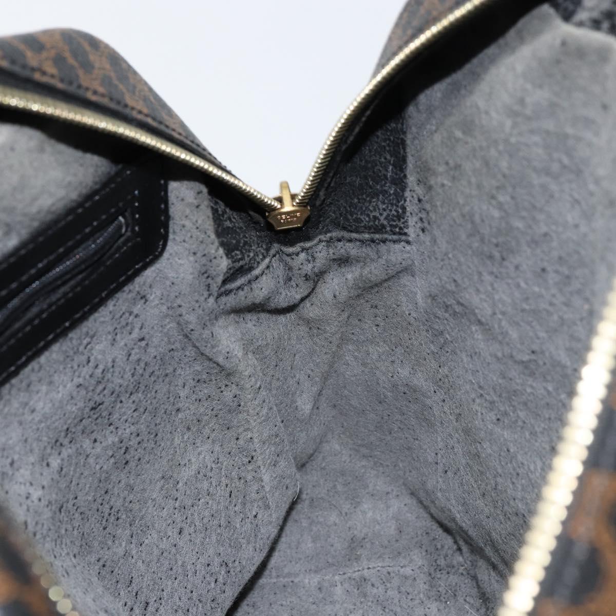 CELINE Macadam Canvas Hand Bag PVC Gold Black Auth 155300