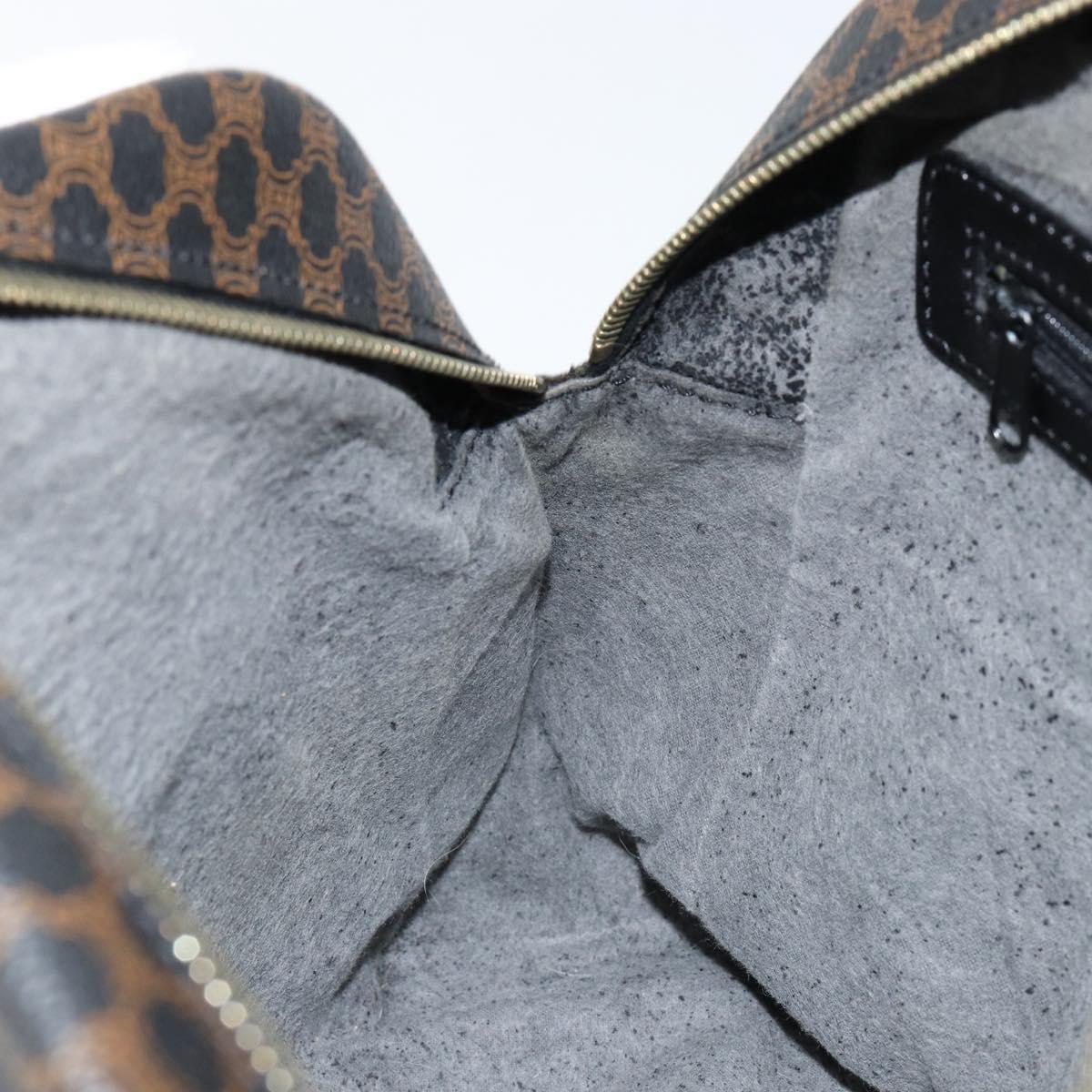 CELINE Macadam Canvas Hand Bag PVC Gold Black Auth 155300