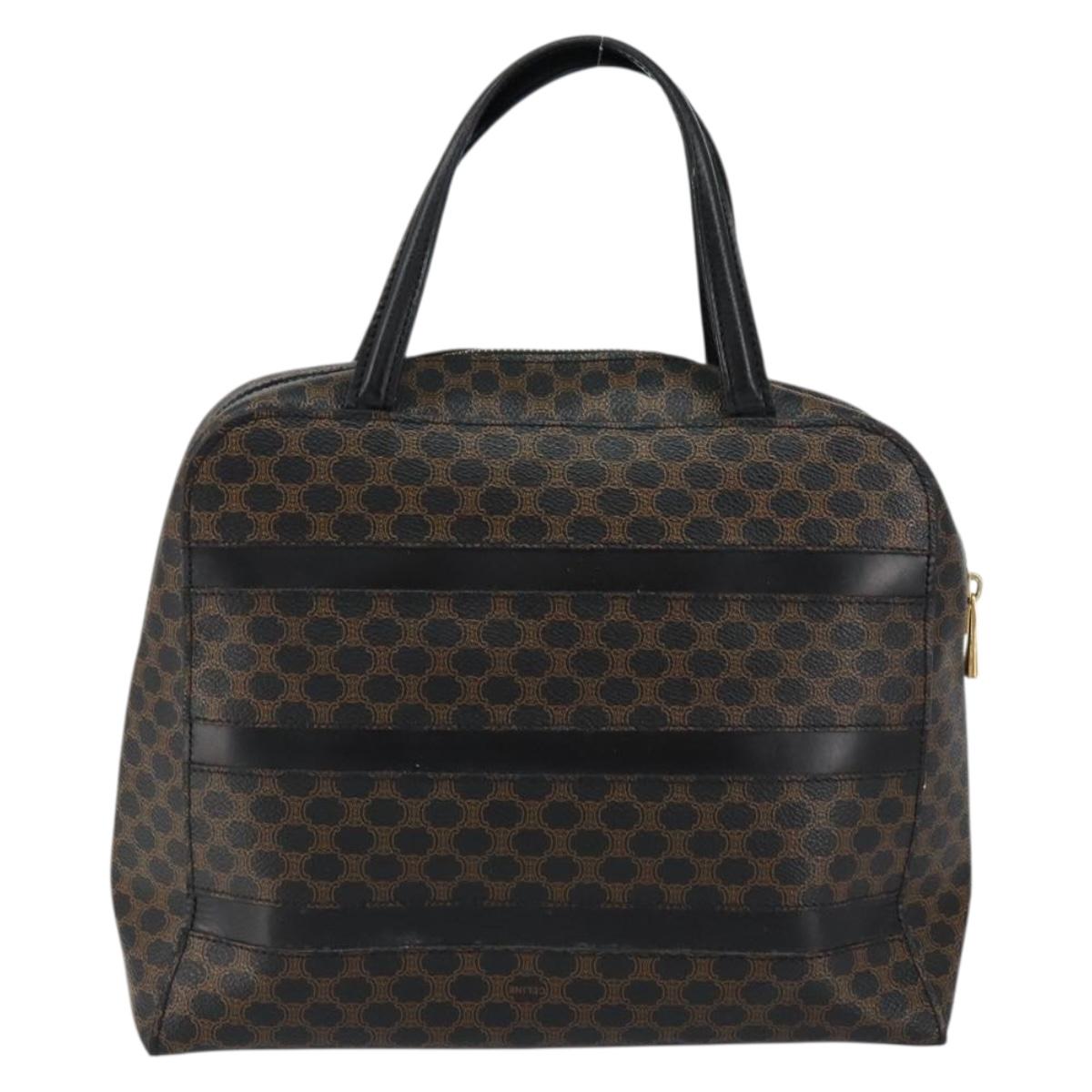 CELINE Macadam Canvas Hand Bag PVC Gold Black Auth 155300