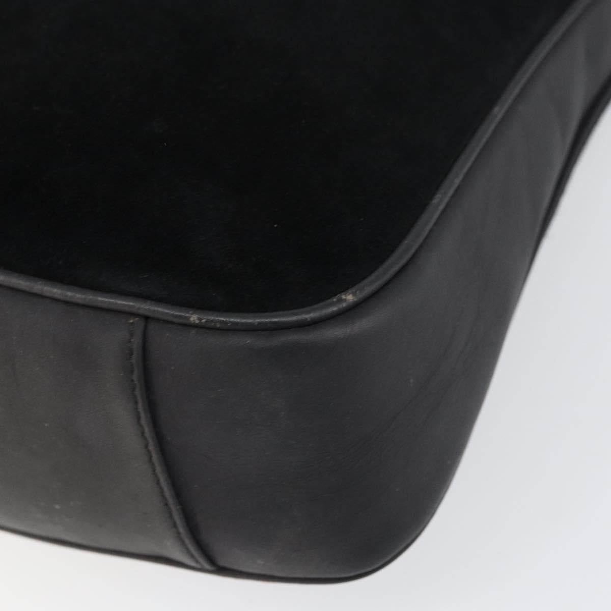 GUCCI Bamboo Hand Bag Suede 2way Black Gold 001 2404 1638 Auth 155302