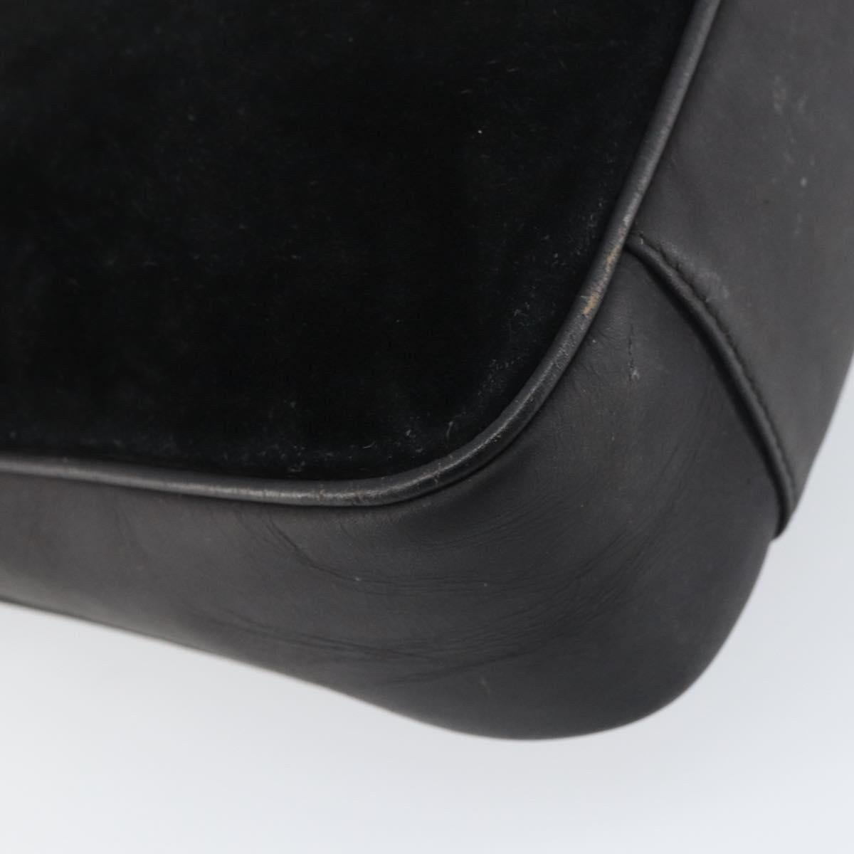 GUCCI Bamboo Hand Bag Suede 2way Black Gold 001 2404 1638 Auth 155302