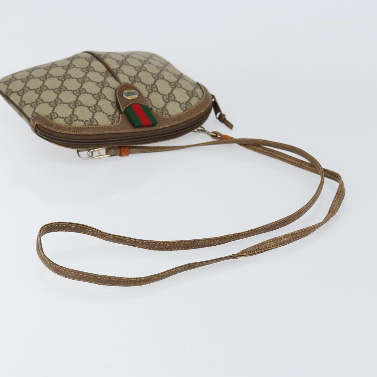 GUCCI GG Supreme Web Sherry Line Bag PVC Beige Gold 904 02 047 Auth 155304
