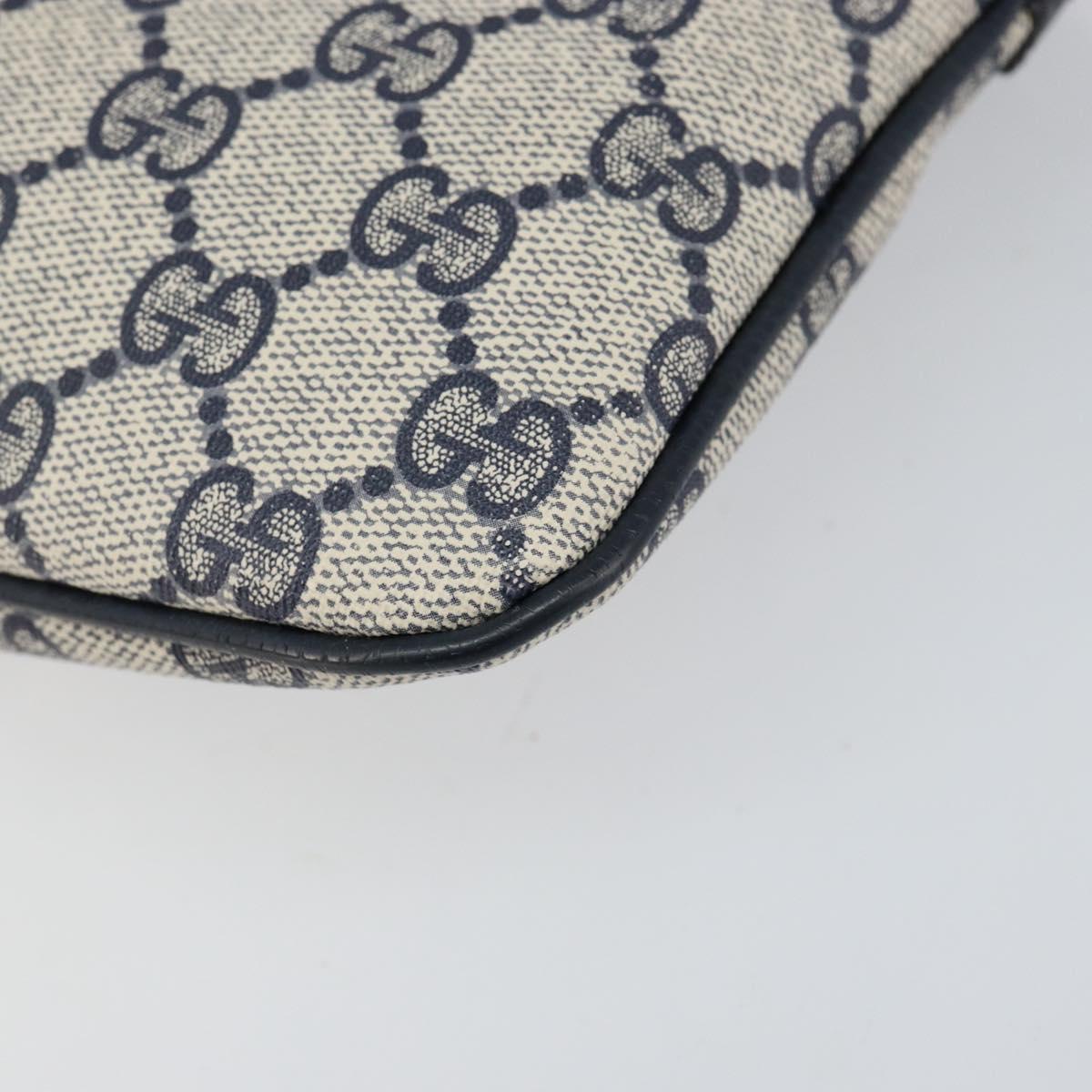 GUCCI GG Supreme Sherry Line Shoulder Bag PVC Navy Gold 904 02 047 Auth 155305