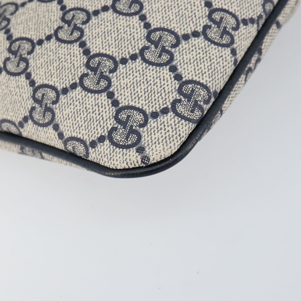 GUCCI GG Supreme Sherry Line Shoulder Bag PVC Navy Gold 904 02 047 Auth 155305