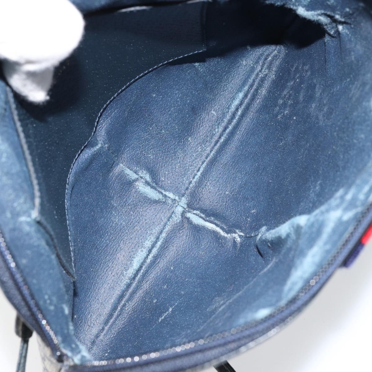 GUCCI GG Supreme Sherry Line Shoulder Bag PVC Navy Gold 904 02 047 Auth 155305