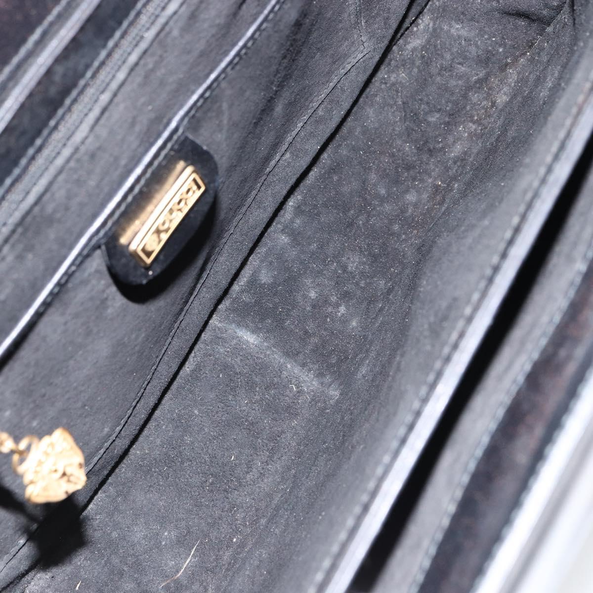 GUCCI Shoulder Bag Leather Black Gold Auth 155306