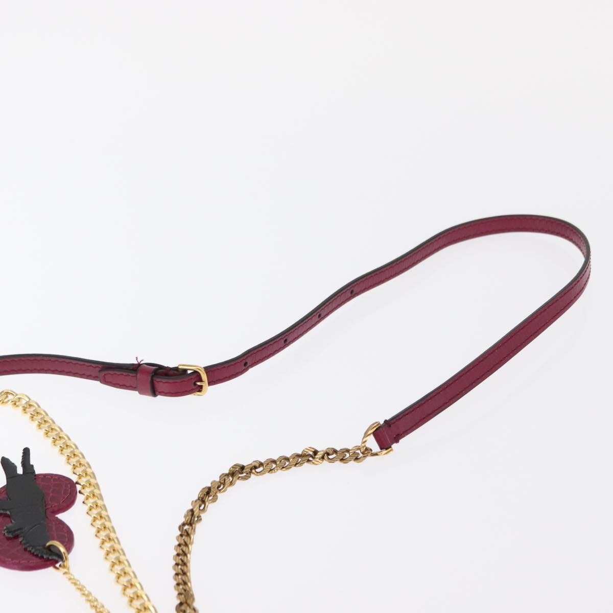 BALLY Chain Shoulder Bag Leather Wine Red Gold Auth 155307