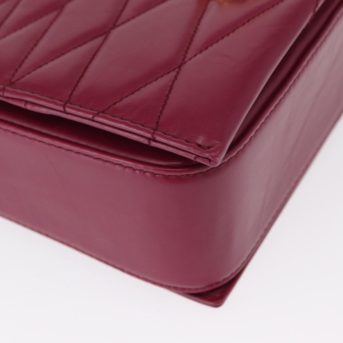 BALLY Chain Shoulder Bag Leather Wine Red Gold Auth 155307