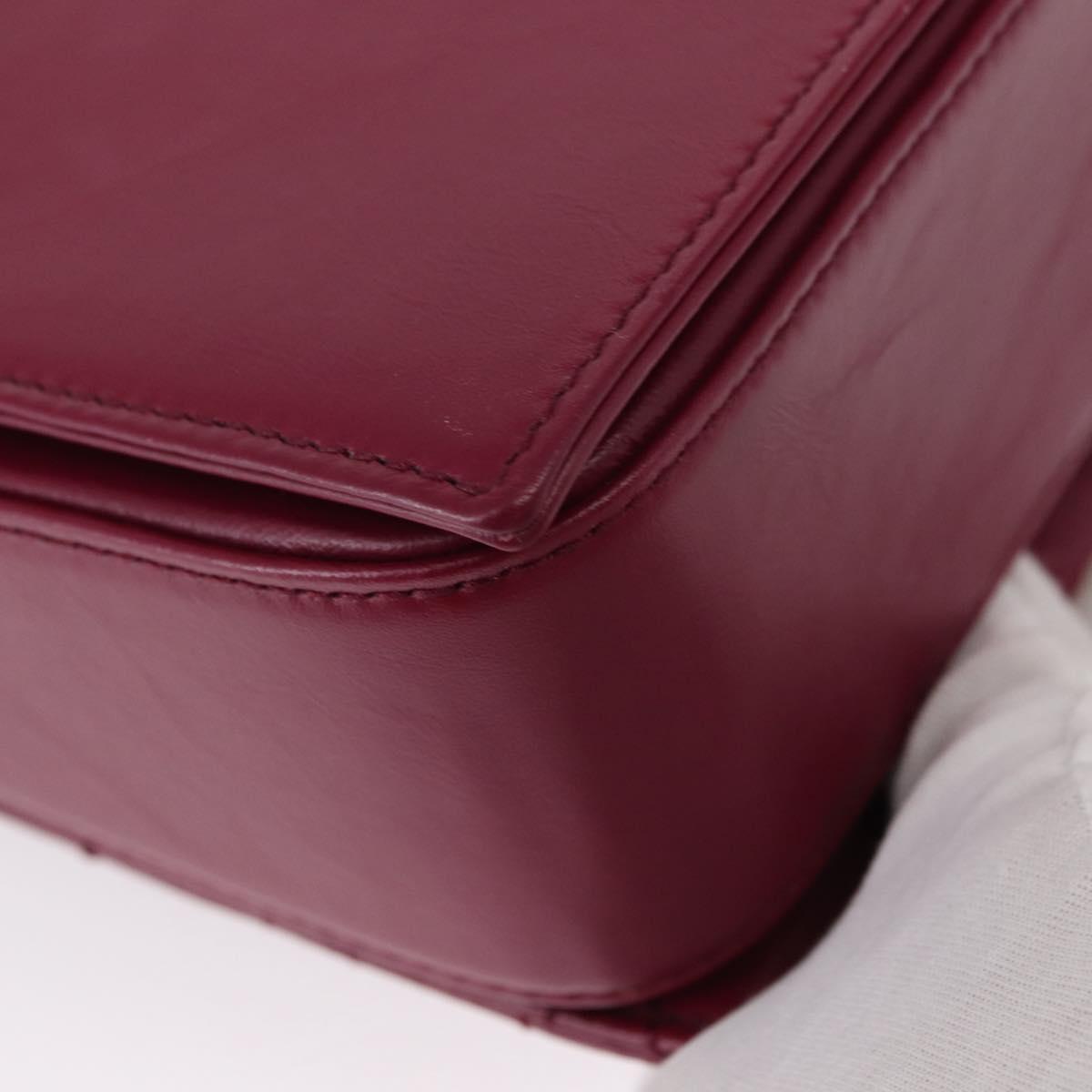 BALLY Chain Shoulder Bag Leather Wine Red Gold Auth 155307