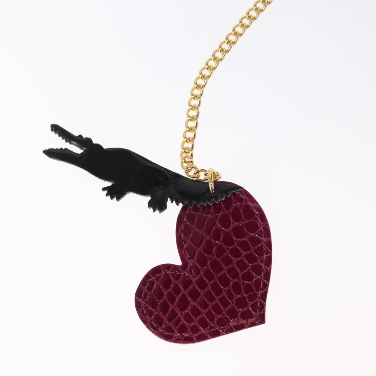 BALLY Chain Shoulder Bag Leather Wine Red Gold Auth 155307