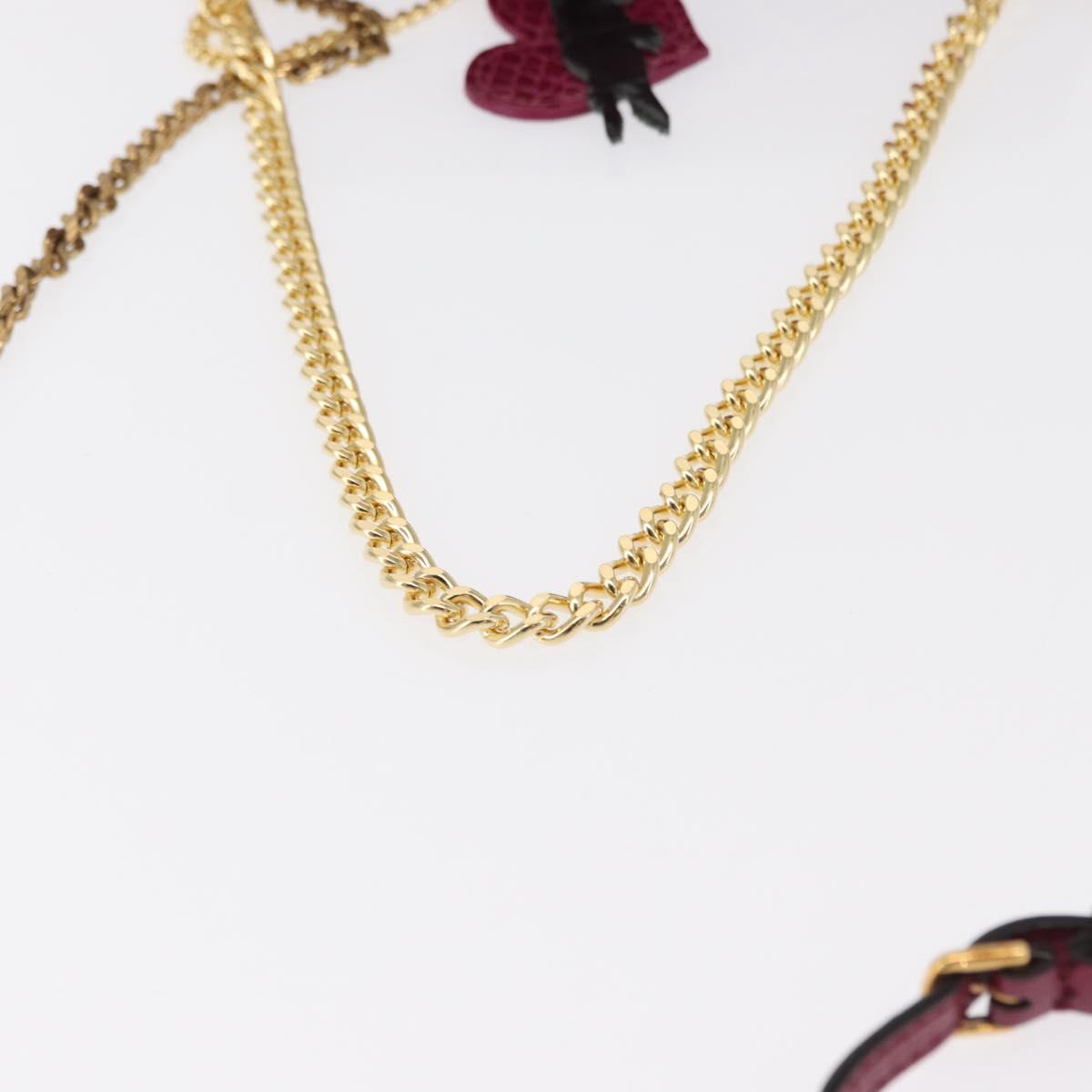 BALLY Chain Shoulder Bag Leather Wine Red Gold Auth 155307