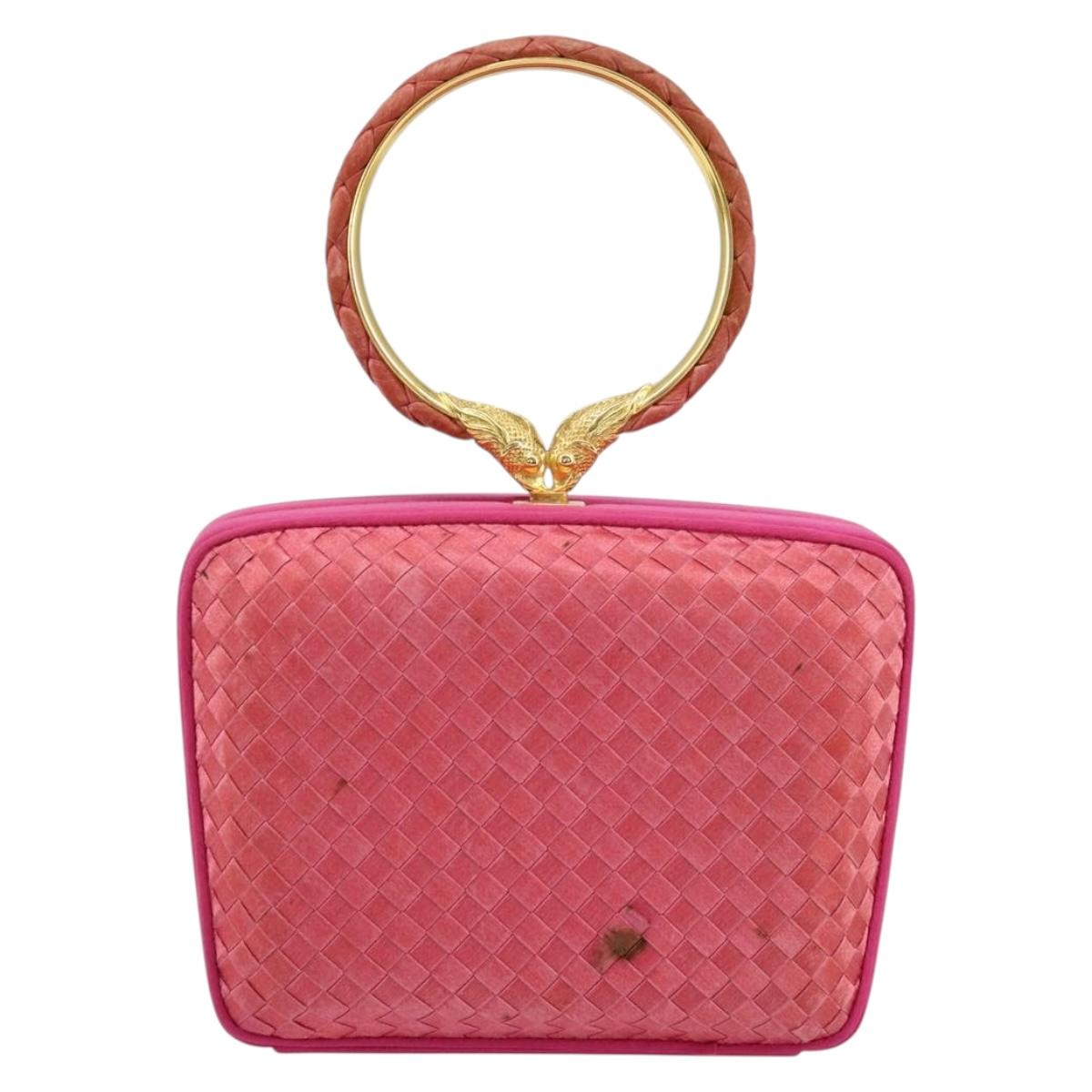 BOTTEGA VENETA INTRECCIATO Hand Bag Leather Pink Gold Auth 155308V